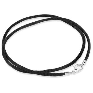 MATERIA Damen Halsband Samt schwarz Textil 2mm 925 Silber Karabiner 8 Längen #K26, Länge Halskette:50 cm