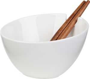 HOMLA Misa MOOKA do sałat ceramiczna z przyborami biała 24 cm