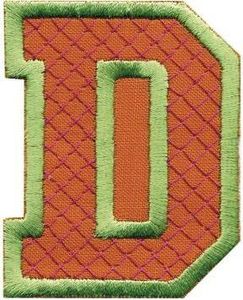 Aufnäher Patches - Buchstabe D - Gr. ca. 6cm - 21505 grün-orange