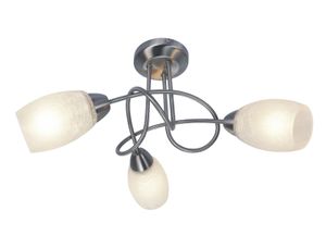 Globo Lighting Deckenleuchte Metall Nickel matt, Glas crackle, ø: 400mm, H: 250mm, exkl. 3x E14 40W 230V