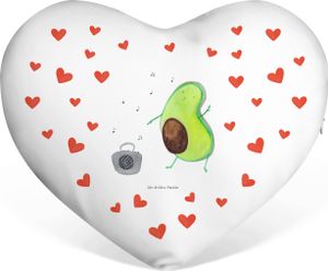 Mr. & Mrs. Panda Herzkissen Avocado Tanzen - Weiß - Geschenk, Vegan, Veggie, fröhlich, Dekokissen, Feier, Gesund, Musik, Herzform