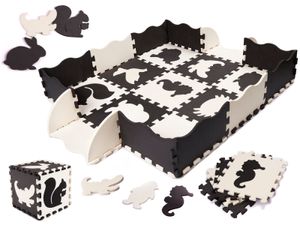 KIK KX6270 Pěnové puzzle podložka / ohrádka pro děti 25 ks černá a bílá