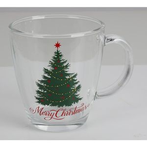 12x Tassen Glas 300ml Kaffeebecher Tee Küchen Trinken Pott Geschirr Weihnachten