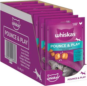 Whiskas Pounce & Play Katzensnacks im Portionsbeutel für Katzen mit Huhn 8x45g