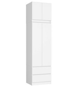 Kleiderschrank AKORD S60 mit Aufsatz Weiß 2 Schubladen B60 x H234 x T51 cm