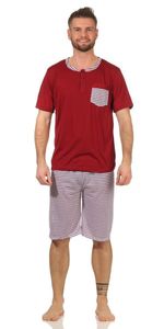 Herren Pyjama Short & Tshirt Schlaf-Anzug,  Rot L