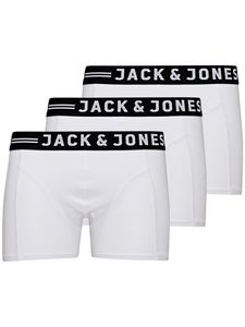 JACK&JONES Pánske boxerky, 3-pack - SENSE TRUNKS, bavlnené strečové biele L