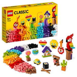 LEGO 11030 Classic Großes Kreativ-Bauset Konstruktionsspielzeug-Set, Baue ein Smiley Emoji, Papagei, Blumen & mehr, kreative Bausteine für Kinder, Jungen, Mädchen ab 5 Jahren