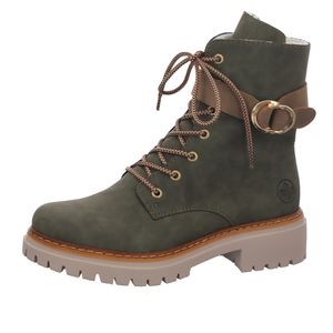 Rieker Damen Stiefelette Schnürboots Warmfutter Schnalle 72610, Größe:39 EU, Farbe:Grün