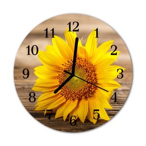 Echt-Glas Uhr Wanduhr Rund Küche 30 cm Deko Blume lila 