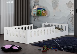 Monte Bodenbett 160x80 cm Weiß Rausfallschutz Kinderbett Montessori Jugendbett