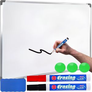 Whiteboard Magnetisch 60x45 mit 4 Magneten, Schwamm und 2 Stift Alurahmen Weisswandtafel Memoboard Magnettafel Marker Pinnwand Magnetwand Retoo