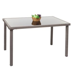 Poly-Rattan Tisch HWC-G19, Gartentisch Balkontisch, 120x75cm  grau