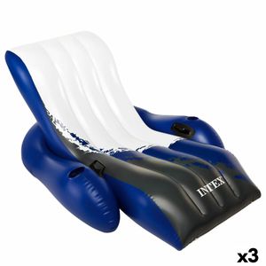 Aufblasbarer Pool-Sessel Intex Floating Recliner Blau Weiß 180,3 x 66 x 134,6 cm (3 Stück)