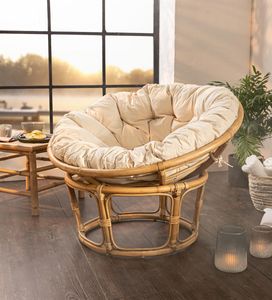 Papasan Rexalsessel aus Rattan inkl. Kissen, Korbsessel, Liegesessel