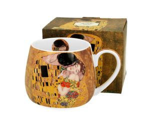 Kubek do kawy Duo Klimt Pocałunek wykonany z porcelany, kubek, filiżanka do herbaty, filiżanka do kawy z uchwytem 430 ml