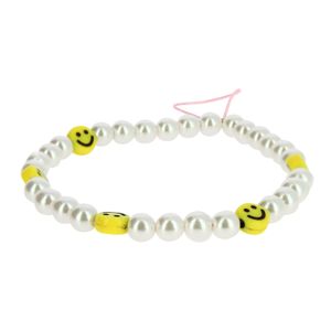Smiley Schmuck Handykette, Schmuckarmband mit Perlen – Weiß