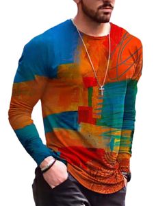 Herren Graffiti Printed Rundhalsausschnitt Fitted Tops Langarm T-Shirt Pullover Bluse,Farbe: Rot,Größe:3XL