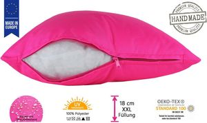 JACK 50x50cm Outdoor Lounge Kissen Dekokissen inkl. XXL-Füllung Wasserabweisend Sitzkissen Garten Stuhl Lotus Effekt, Farbe:Pink