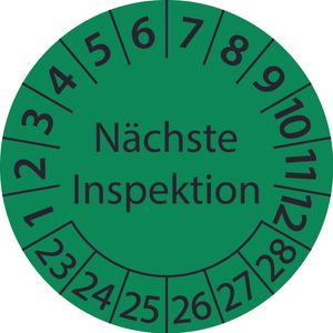 100 Stück "Prüfetiketten" 15 mm -selbstklebende "Mehrjahresprüfetiketten, Nächste Inspektion, Startjahr: 2023" ES-PRNI-6-2023-15-150-PE
