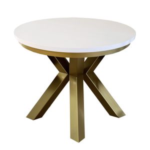 Runder goldener Tisch wohnzimmer ausziehbar 120(200) Weiß Narvic