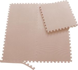 Sporttrend 24® 4 Schutzmatten + 8 Randstücke Set Beige 60x60x1cm | 1,44qm | Bodenschutzmatte Unterlegmatte Puzzlematte für Fitnessgeräte Sportgeräte