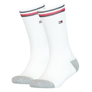 TOMMY HILFIGER Kinder Socken, 2er Pack - ICONIC SPORTS, Frottee-Sohle, 27-42 Weiß 31-34