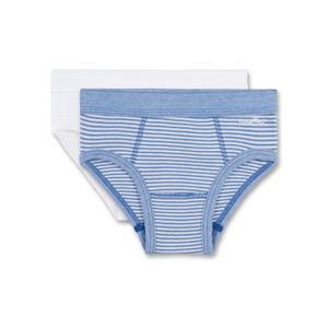 Sanetta Jungen 2er Pack Slips - Unterhose, gestreift Weiß/Blau 140