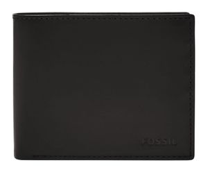 FOSSIL Leder Geldbörse Derrick RFID Large Coin Pocket Bifold Black schwarz