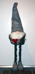 Wichtel grau mit Teleskopbeine 39-84 cm groß Weihnachtsdeko Deko Weihnachtswichtel
