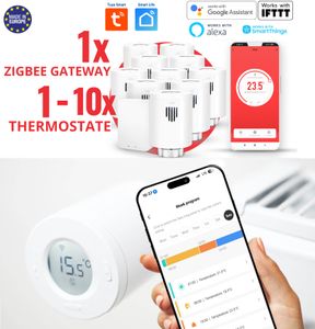 evanell° Smart Home Heizkörperthermostat WLAN 5 Stück + Starterkit, Heizungsthermostat Digital, Elektronisch - Thermostat Heizung für Heizkörper Kompatibel mit Zigbee, Alexa und Google Home