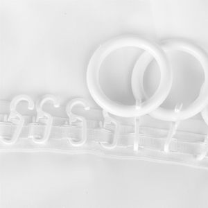 Gardinenringe mit Faltenlegehaken, Faltenhaken 10er Pack, für Gardinenstangen mit bis zu Ø 16 mm in Weiß