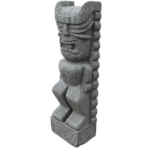 Naturstein Skulptur Tiki Karnal aus Basanit - Höhe x Tiefe x Breite: 100 x 19 x 26 cm