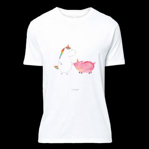 Mr. & Mrs. Panda Größe S T-Shirt Einhorn + Schweinhorn - Weiß - Geschenk, Nachthemd, Freundschaft, Herrn, Pegasus, Einhörner, Junggesellenabschied, Einhorn Deko, Freundin