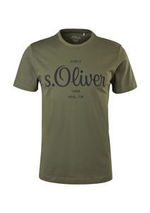 s.Oliver T  Shirt mit LabelPrint khaki  2057432-L-7940khakioliv in Grün, Größe