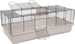 Kaninchen- und Meerschweinchenkäfig Nagerkäfig COSMO 118 x 60 x 42 cm Schwarz-Hellgrau