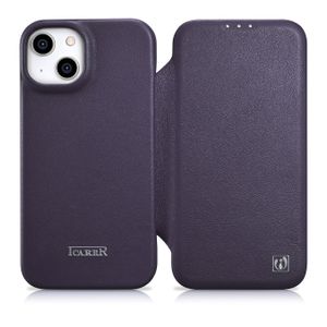 iCarer CE Premium Leather Folio Case iPhone 14 Plus Magnetic Flip Leather Folio Case MagSafe Dark Purple (WMI14220715-DP) Handyhülle