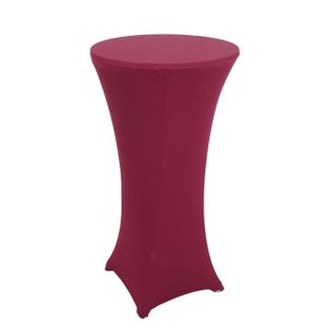 Set Stehtisch + Stehtischhusse HWC-J30, Bistrotisch Tischhusse, klappbar höhenverstellbar Ø 60cm  Husse bordeaux-rot