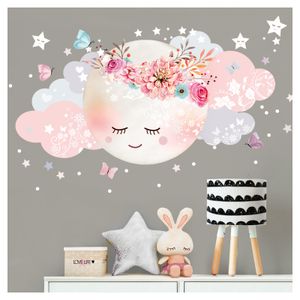 Little Deco Wandsticker Mond & Wolken I M - 40 x 20 cm (BxH) I Kinderzimmer Wandtattoo Mädchen Baby Deko Zimmer DL240