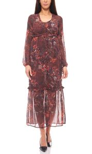 Laura Scott Sommer-Kleid Chiffon Maxikleid Boho-Look Kurzgröße Bunt, Größe:36 (18 Kurzgröße)