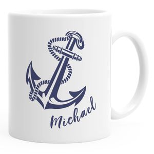 personalisierte Kaffee-Tasse mit Namen Anker Namenstasse persönliche Geschenke für Männer SpecialMe® weiß Keramik-Tasse