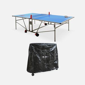 sweeek - Outdoor-Premium-Tischtennisplatte mit Schlägern und Bällen + Hülle - Blau