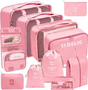 Coverzs Koffer Organizer Set 11-teilig, Kofferorganizer Packing Cubes Set für Reise, Packwürfel für Rucksack, Packtaschen mit Kosmetiktasche, wasserabweisend Schuhe Beutel, Travel Essentials (Rosa) Coverzs Koffer Organizer Set 11-teilig, Kofferorganizer Packing Cubes Set für Reise, Packwürfel für Rucksack, Packtaschen mit Kosmetiktasche, wasserabweisend Schuhe Beutel, Travel Essentials (Rosa)
