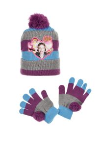 Disney Soy Luna Kinder Winter-Set 2-tlg. Winter-Mütze Bommel-Mütze & Handschuhe, Größe:54