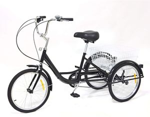 20 Zoll Dreirad für Erwachsene 8 Geschwindigkeit Tricycle mit Korb Erwachsenendreirad Fahrräder Cruise Trike 3-Rad-Dreirad Schwarz