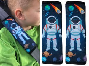 HECKBO® 2x Astronaut Weltall Space Auto Gurtschutz Sicherheitsgurt Schulterpolster Schulterkissen Autositze Fahrrad Fahrradsitz Gurtpolster für Kinder Jungen Jungs