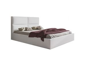 GRAINGOLD Bett 120x200 cm Marad - Bettgestell - Doppelbett mit Kopfteil, Bettkasten und Lattenrost - Weiß