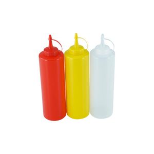 Kunststoff Quetschflasche Wuerze Verteiler Ketchup Senf reinweiss 13 Unzen I2S8 
