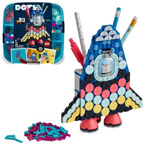 LEGO 41936 DOTS Raketen Stiftehalter Bastelset für Kinder, Kinderzimmer-Deko, Kreativset für Mädchen und Jungen