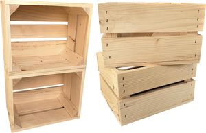 4er Set Natur Holzkisten 25 x 20 x 15 cm massive Weinkisten in vielen Farben zur Auswahl Holz Kisten Obstkisten Apfelkisten, holzregal.
